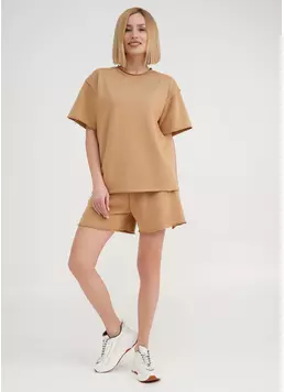 Спортивний комплект з бавовни шорти та футболка STREET STYLE 6124/160 mustard (бежевий)