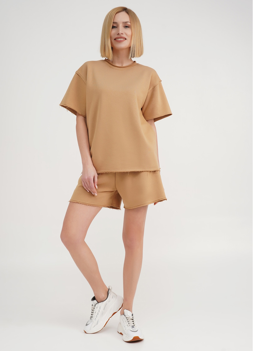 Спортивний комплект з бавовни шорти та футболка STREET STYLE 6124/160 mustard (бежевий)
