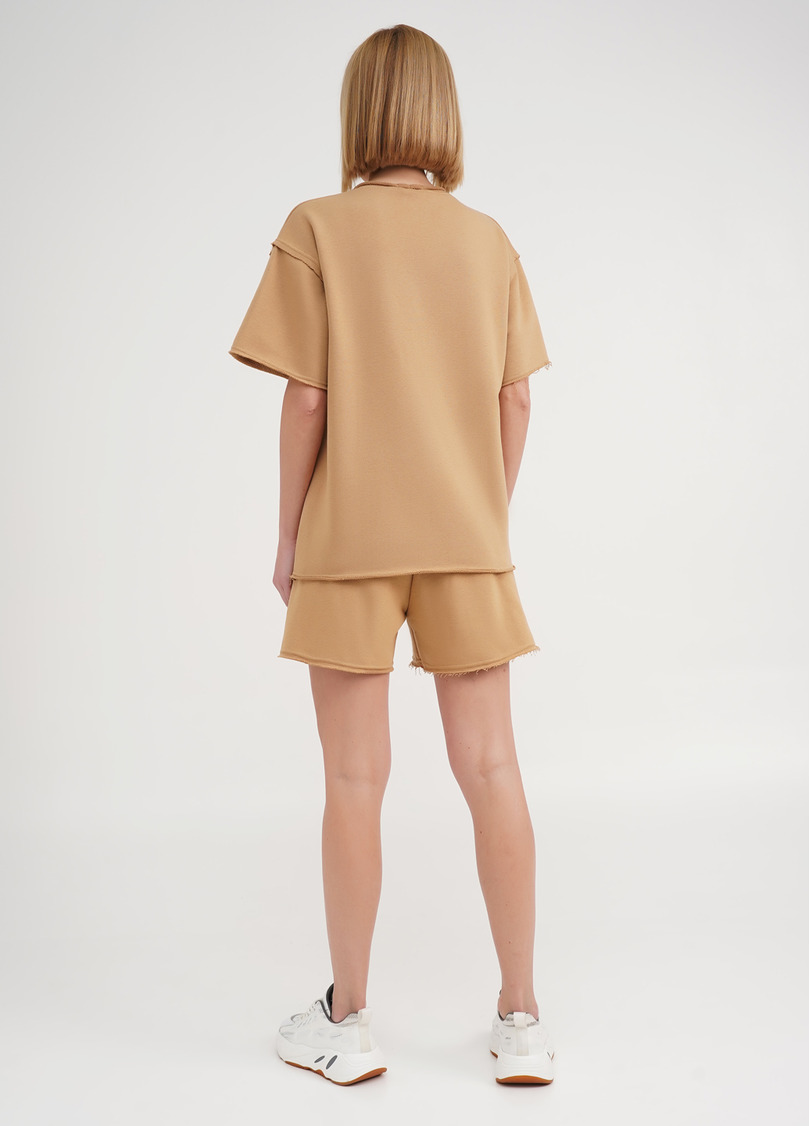Спортивний комплект з бавовни шорти та футболка STREET STYLE 6124/160 mustard (бежевий)