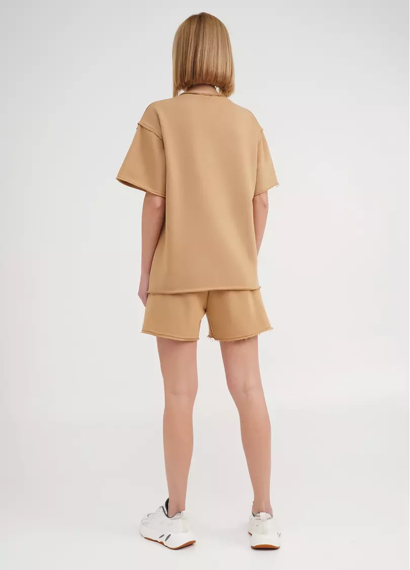 Спортивный комплект из хлопка шорты и футболка STREET STYLE 6124/160 mustard (бежевый)