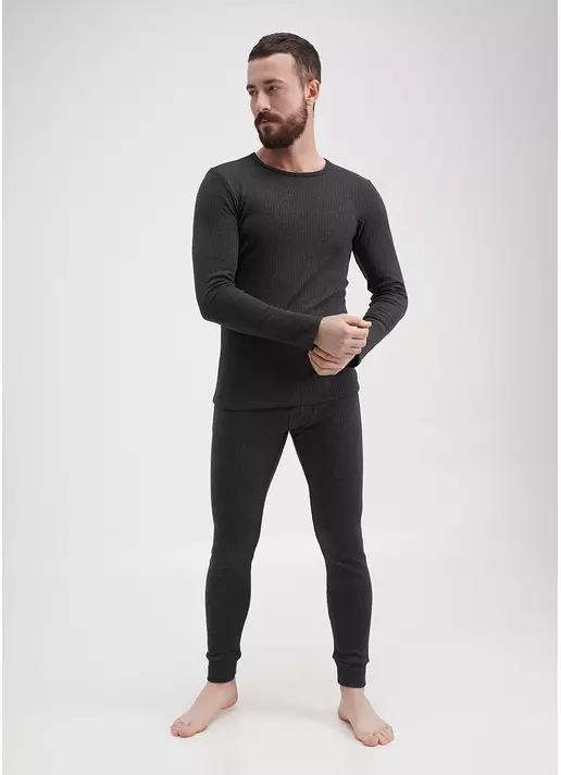 Мужской термокомплект в рубчик THERMO SPORT 9902/190 dark grey (серый)