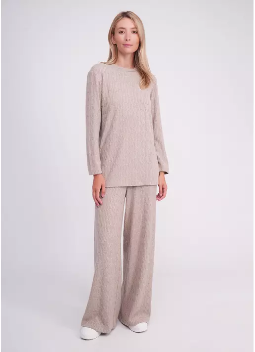 Комплект в косичку кофта та штани TWINKET 5810/270 oatmeal melange (бежевий)