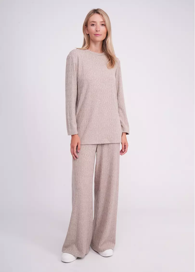 Комплект в косичку кофта та штани TWINKET 5810/270 oatmeal melange (бежевий)