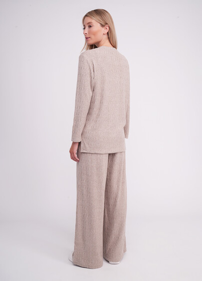 Комплект в косичку кофта и брюки TWINKET 5810/270 oatmeal melange (бежевый)