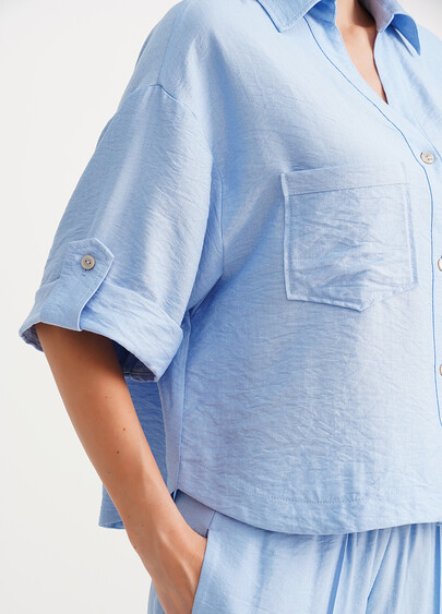 Комплект рубашки и брюки со стрелками из жатого льна VOYAGE 5401/220 light blue (голубой)