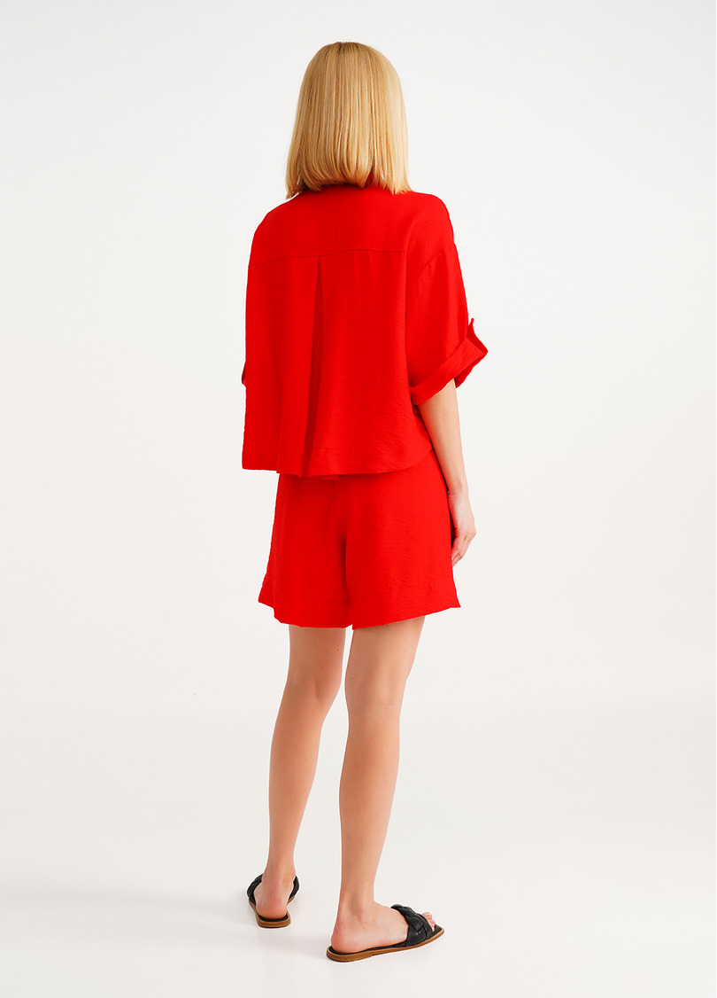 Комплект сорочка та шорти з жатого льону VOYAGE 6601/220 red (червоний)