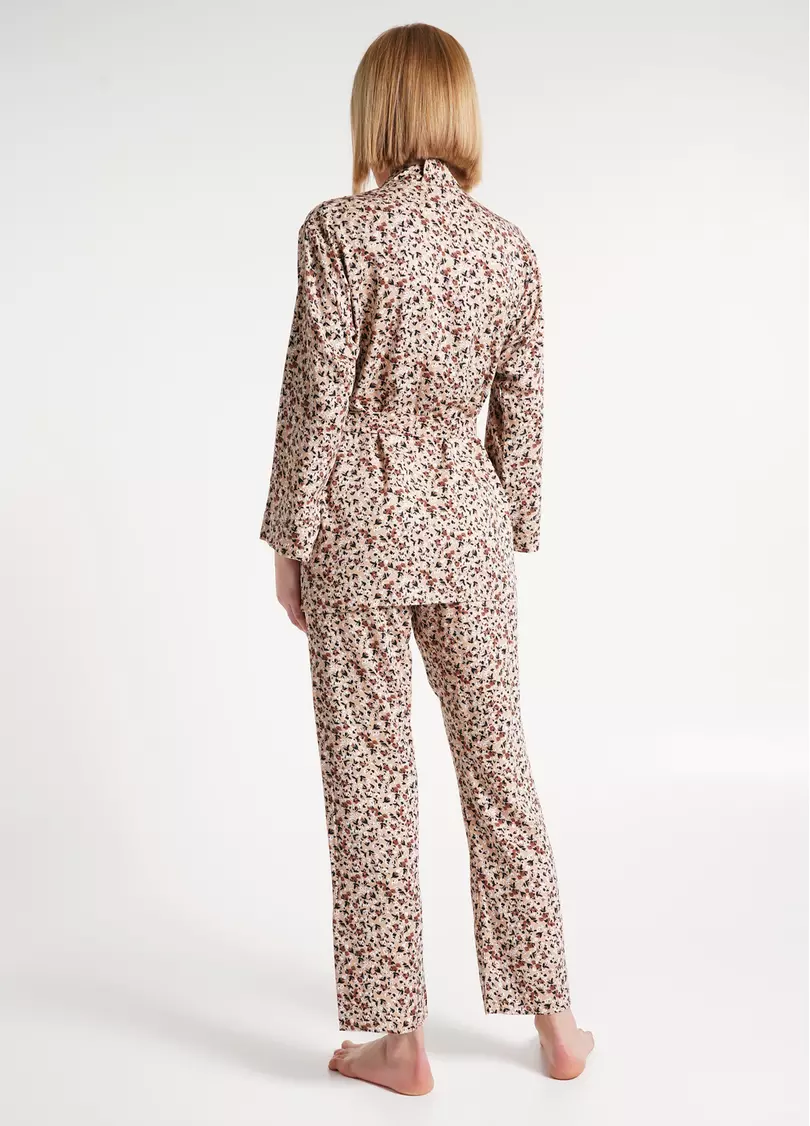 Домашний комплект жакет и брюки с цветочным узором WILDFLOWERS 5504/040 beige (бежевый)