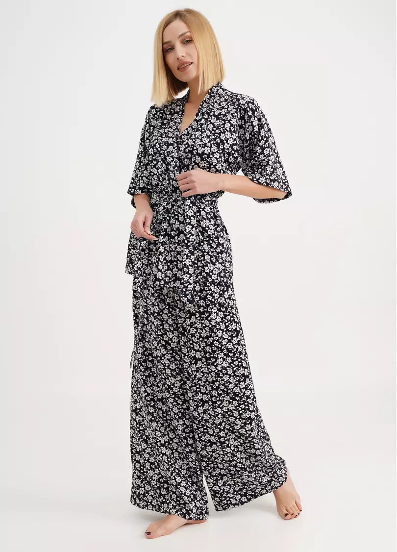 Комплект з жакетом та широкими штанами у квіти WILDFLOWERS 5601/040 blue (синій)