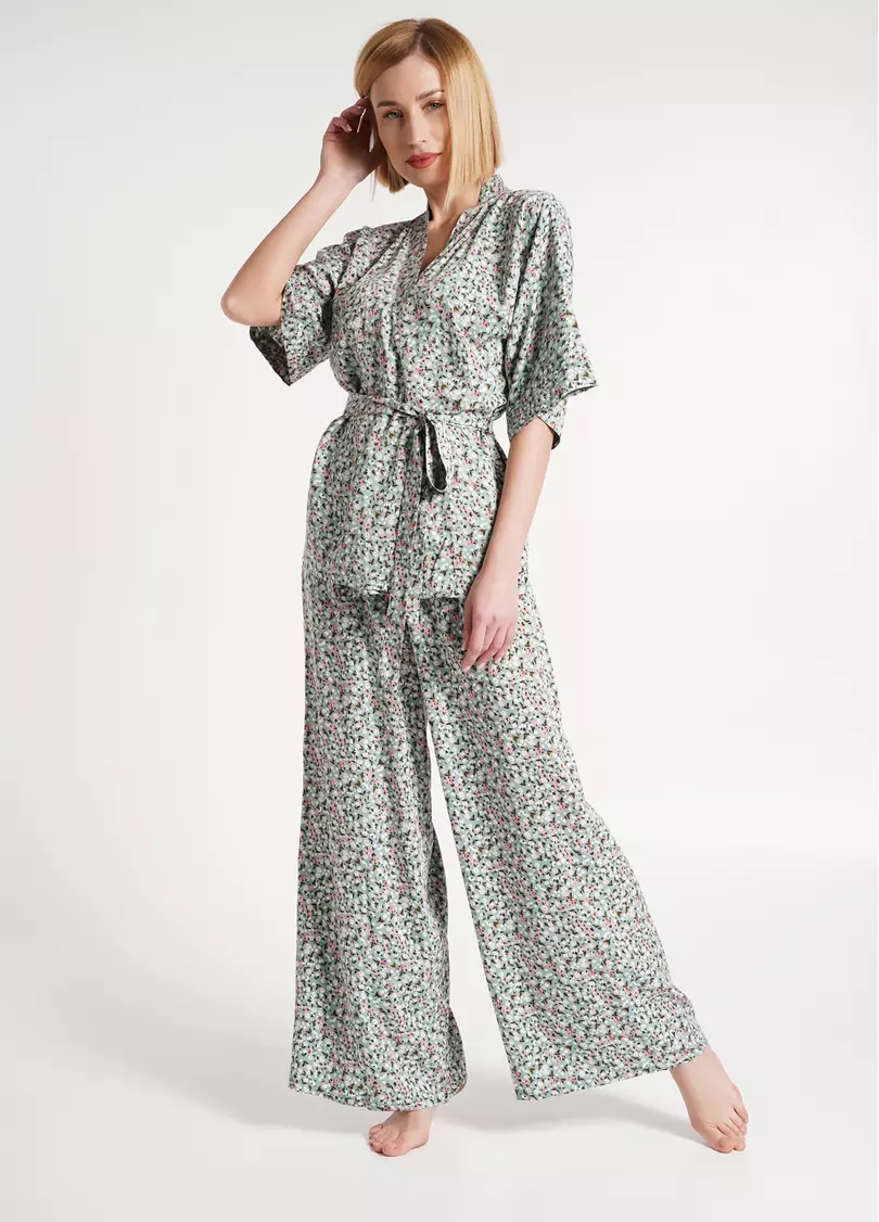 Комплект с жакетом и широкими брюками в цветы WILDFLOWERS 5601/040 mint (зеленый)