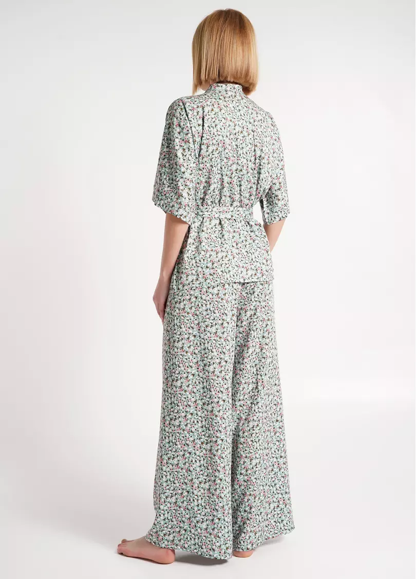 Комплект с жакетом и широкими брюками в цветы WILDFLOWERS 5601/040 mint (зеленый)