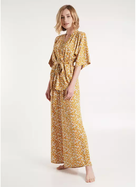 Комплект з жакетом та широкими штанами у квіти WILDFLOWERS 5601/040 mustard (бежевий)