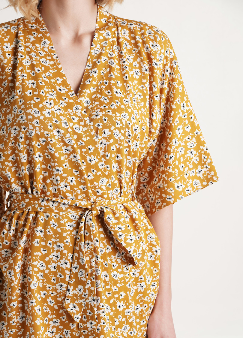 Комплект з жакетом та широкими штанами у квіти WILDFLOWERS 5601/040 mustard (бежевий)