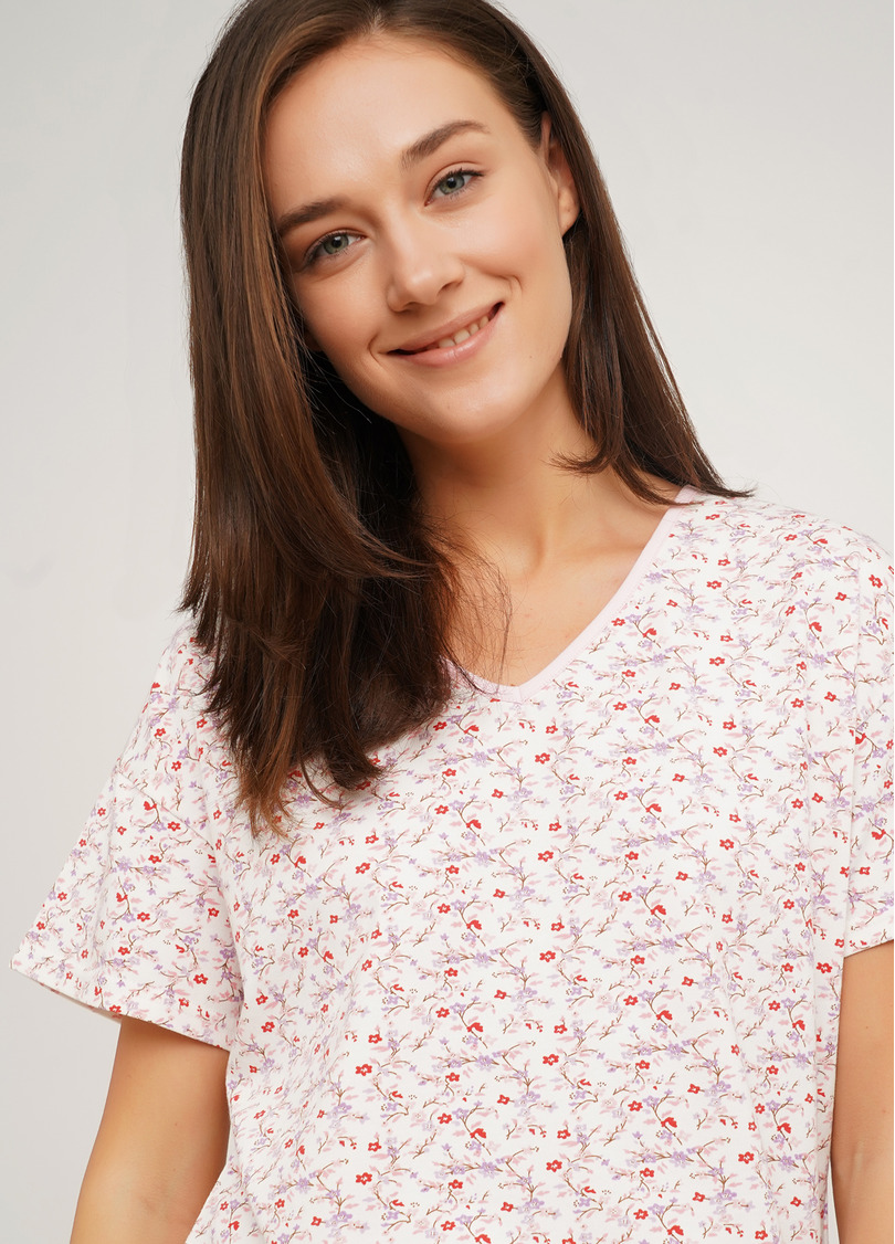 Піжама з довгими штанами та футболкою з квітковим принтом AMASING 5117/010 flower/pink (рожевий)