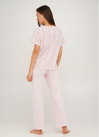 Пижама с длинными штанами и футболкой с цветочным принтом AMASING 5117/010 flower/pink (розовый)