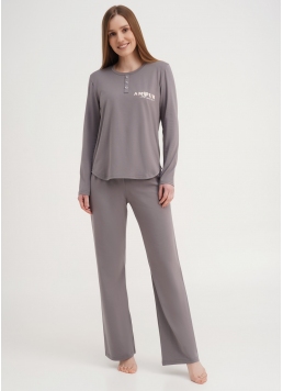 Піжама з широкими штанами та кофтою з круглими краями AMOUR 5334/010 grey (сірий)