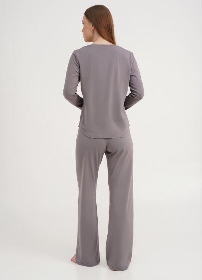 Піжама з широкими штанами та кофтою з круглими краями AMOUR 5334/010 grey (сірий)
