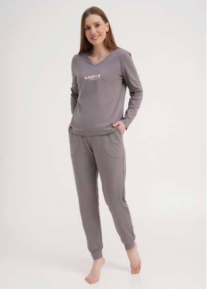 Пижама с штанами на манжетах и кофтой AMOUR 5335/010 grey (серый)