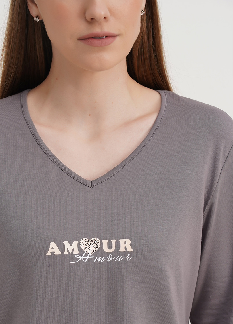 Пижама с штанами на манжетах и кофтой AMOUR 5335/010 grey (серый)