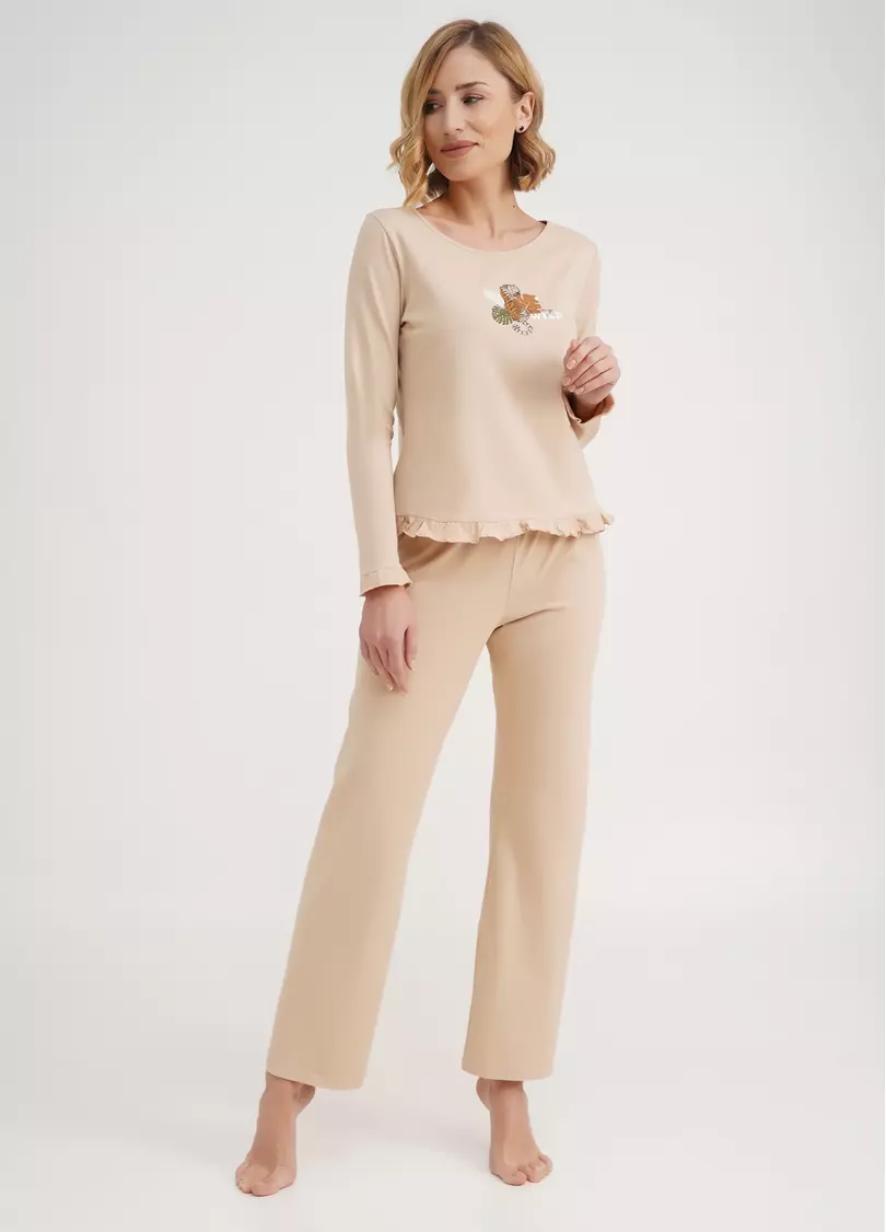 Хлопковая пижама комплект AMOUR 5336/010 beige (бежевый)