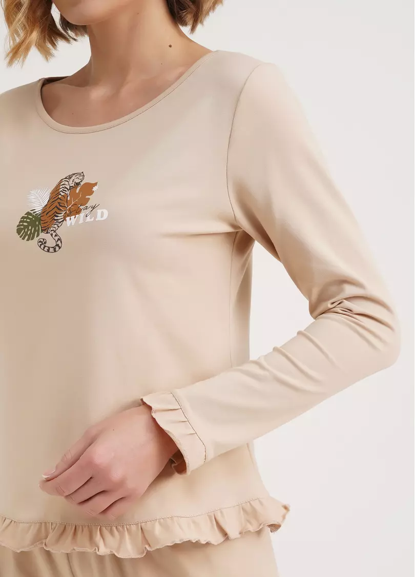 Хлопковая пижама комплект AMOUR 5336/010 beige (бежевый)