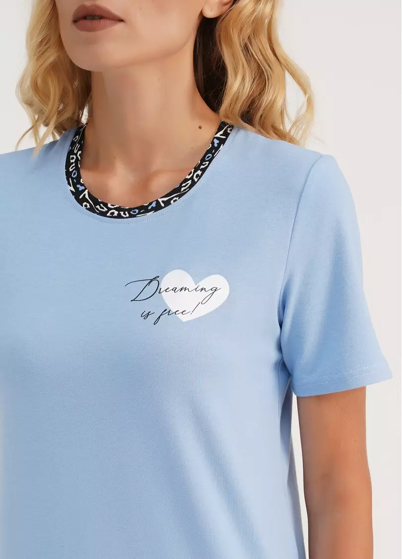 Пижама хлопковая с широкими штанами-палаццо ANIMAL 5120/010 blue/animal (голубой)