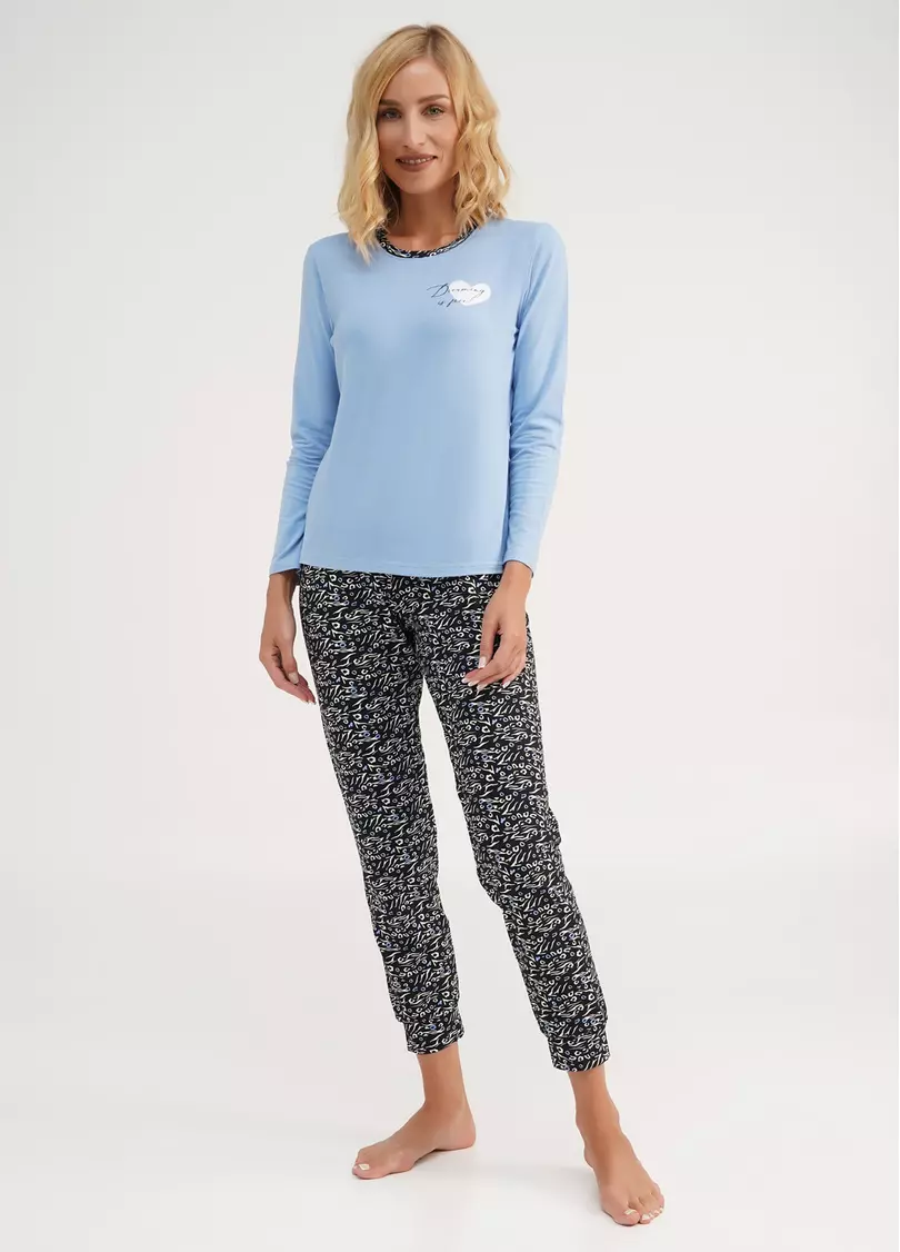 Пижама лонгслив и штаны на манжетах ANIMAL 5326/010 blue/animal (голубой)
