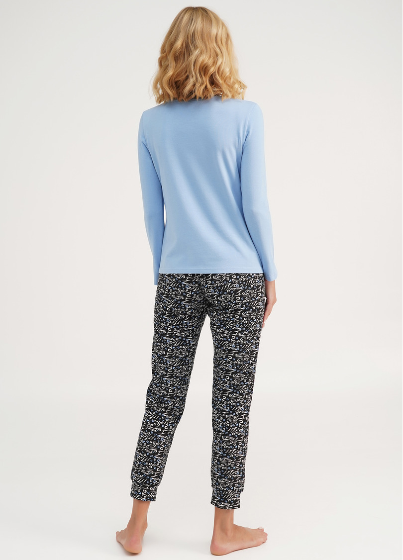 Піжама лонгслів та штани на манжетах ANIMAL 5326/010 blue/animal (блакитний)