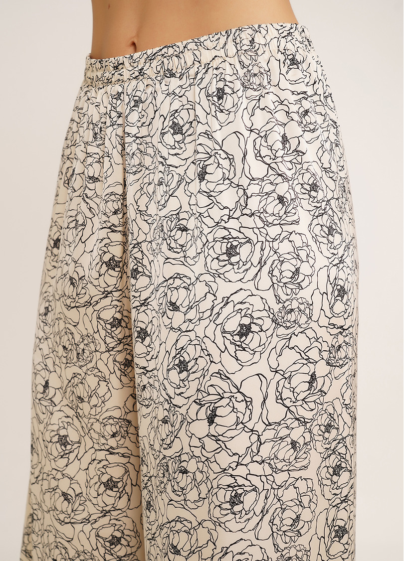 Шелковая пижама в пионы BLOSSOM VEIL 5507/050 peony sketch beige (бежевый)