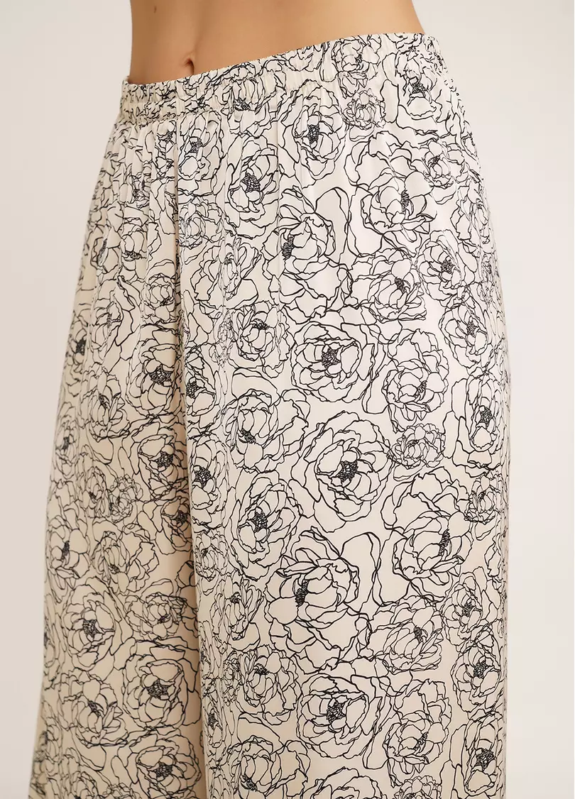 Шелковая пижама в пионы BLOSSOM VEIL 5507/050 peony sketch beige (бежевый)