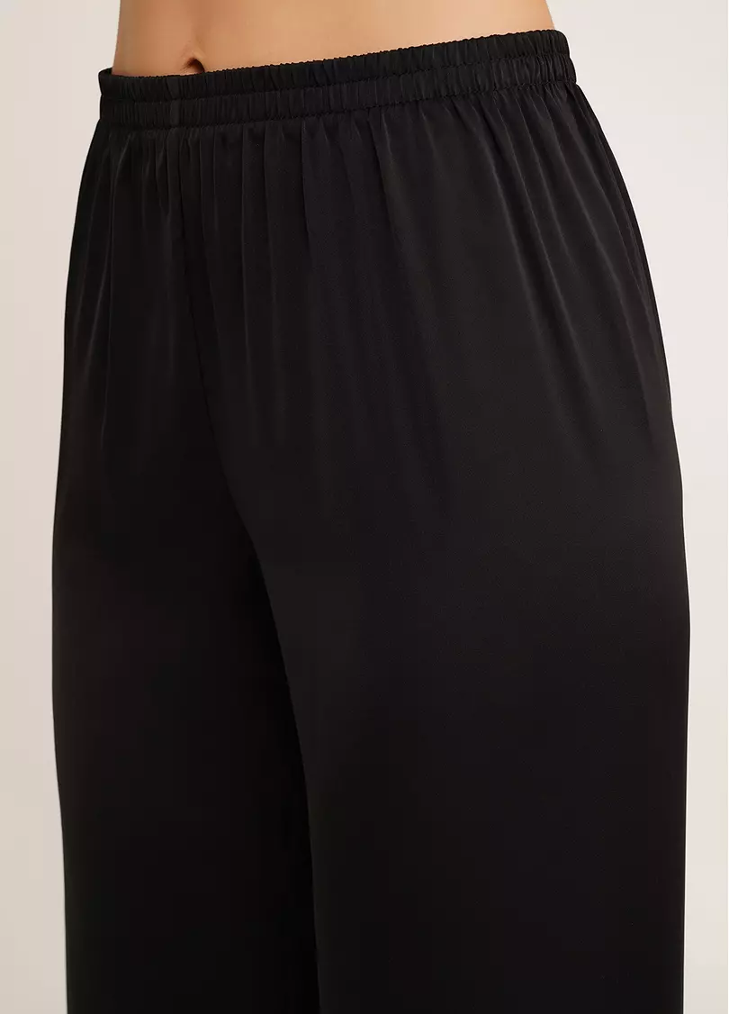 Шелковая пижама жакет и штаны в пионы BLOSSOM VEIL 5604/050 peony sketch white/black (белый/черный)