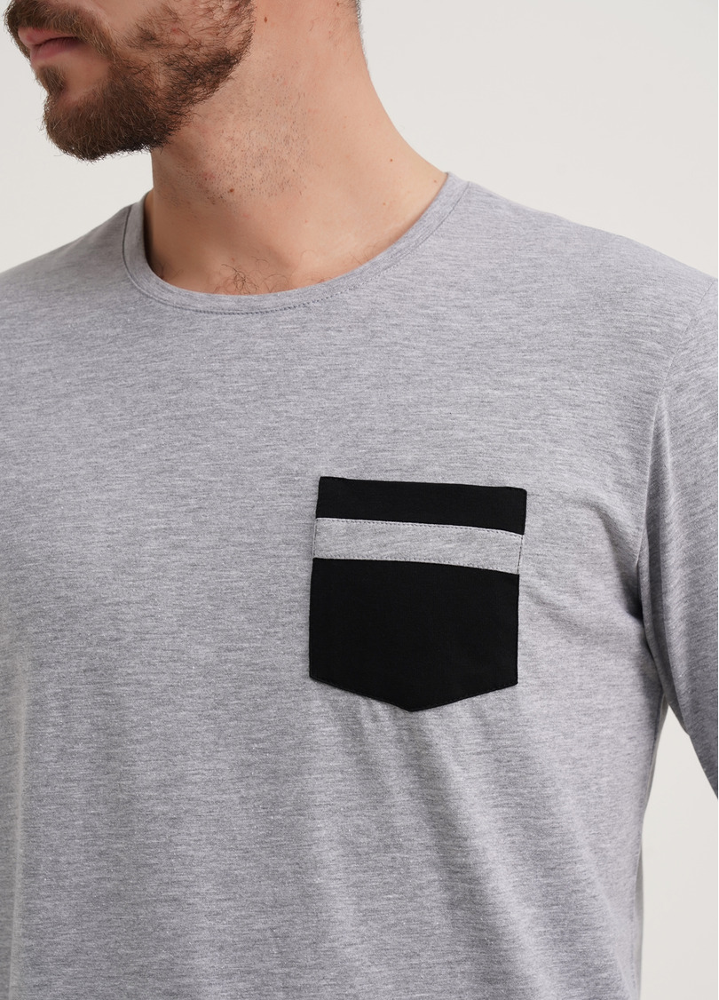 Чоловіча піжама штани та лонгслів COMFORT LIFE 9901/010 light grey melange/black (сірий/чорний)