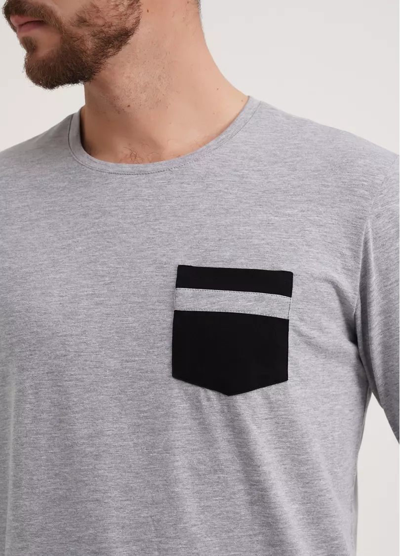 Чоловіча піжама штани та лонгслів COMFORT LIFE 9901/010 light grey melange/black (сірий/чорний)