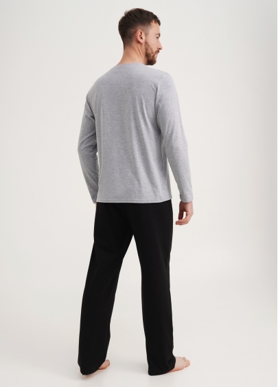 Чоловіча піжама штани та лонгслів COMFORT LIFE 9901/010 light grey melange/black (сірий/чорний)