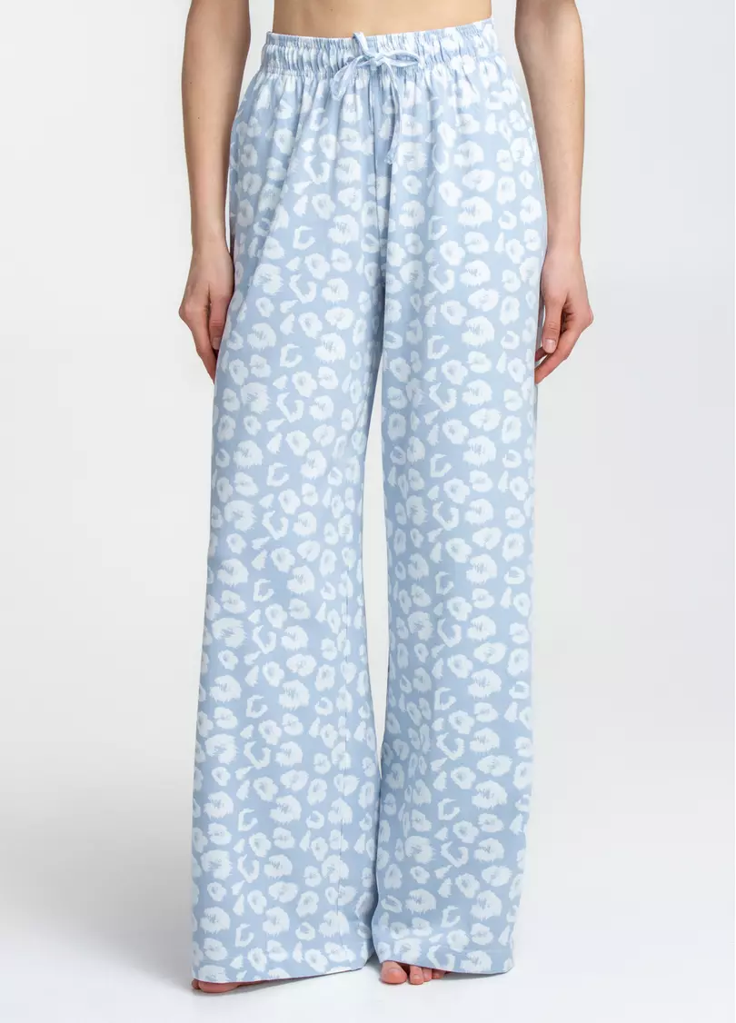 Пижама длинная с леопардовым принтом COTTON BLOOM 5127/010 (голубой)