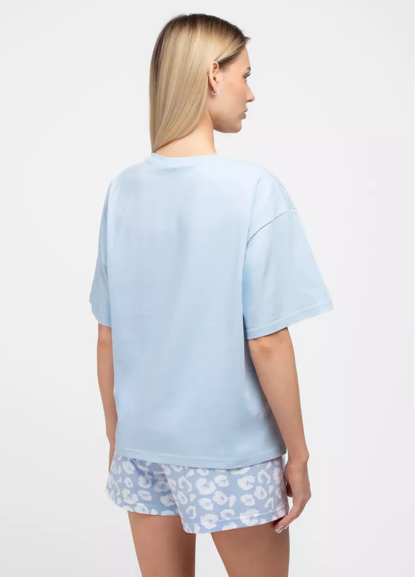 Піжама з леопардовим принтом COTTON BLOOM 6132/010 (блакитний)