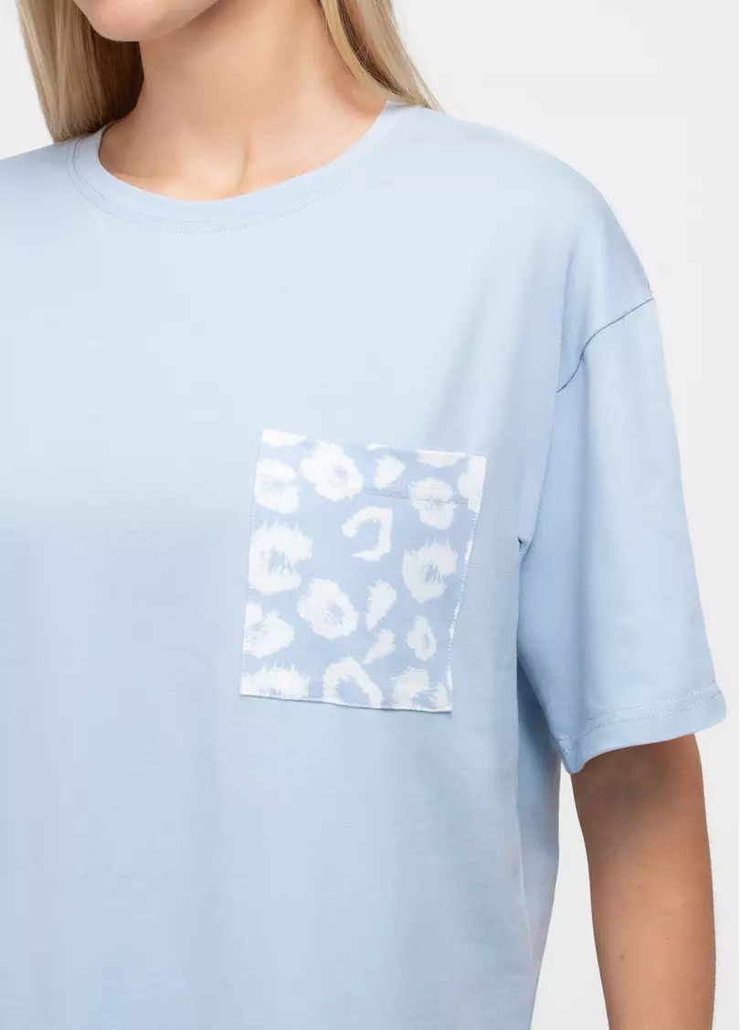 Піжама з леопардовим принтом COTTON BLOOM 6132/010 (блакитний)