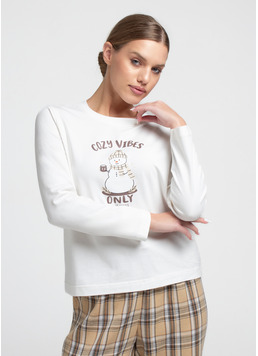 Лонгслів з принтом EMBERLIGHT 7005/010 milk print (білий) Лонгслів з принтом EMBERLIGHT 7005/010 milk print (білий)