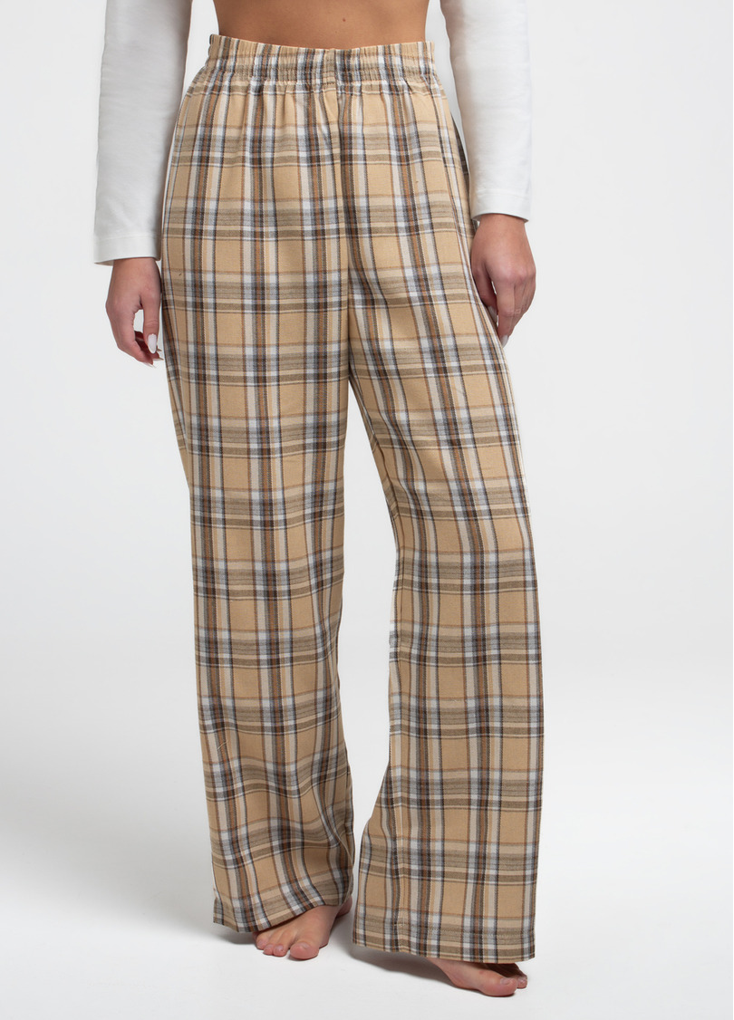 Пижамный комплект EMBERLIGHT 5344/300 milk print/caramel check (белый/коричневый)