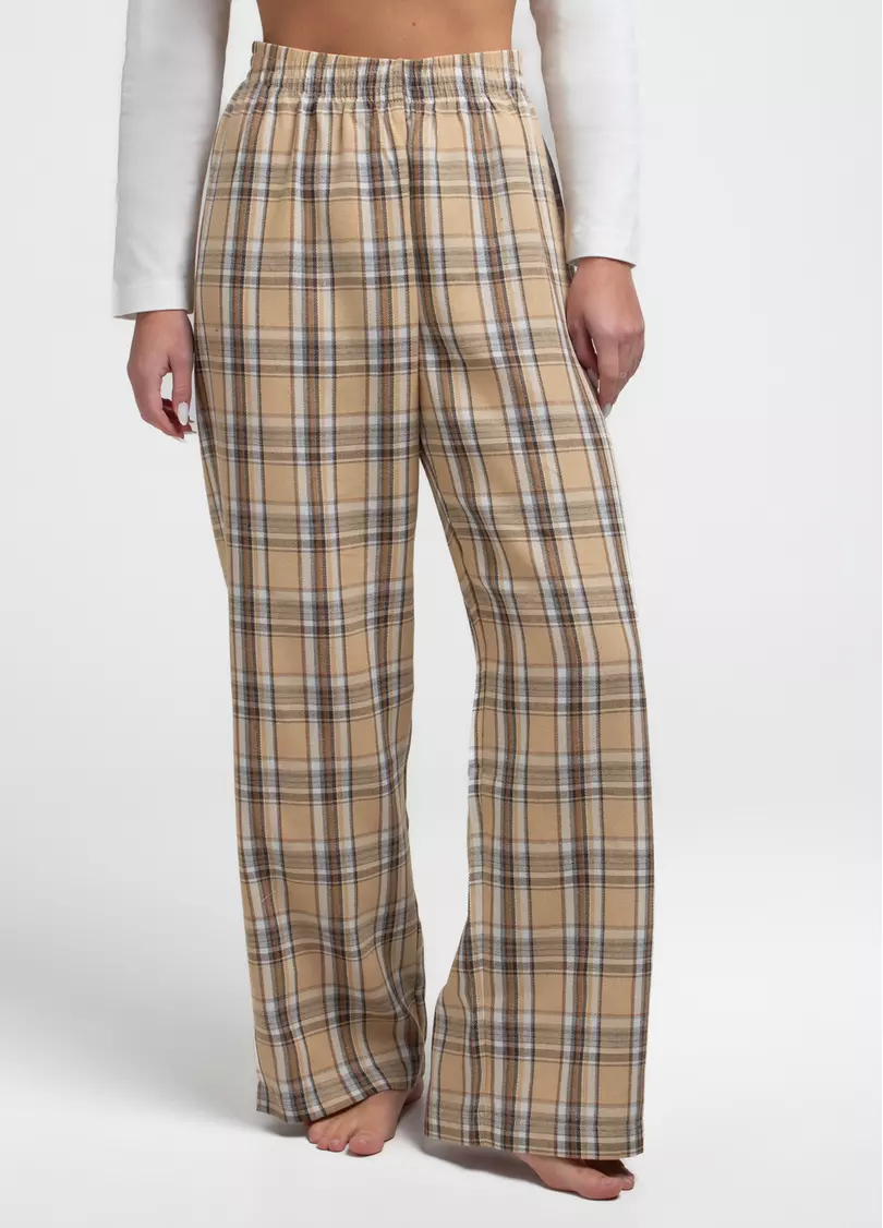 Пижамный комплект EMBERLIGHT 5344/300 milk print/caramel check (белый/коричневый)