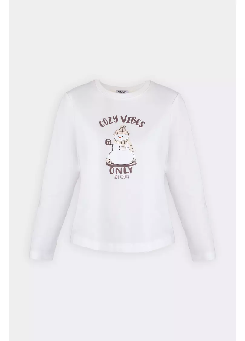 Лонгслів з принтом EMBERLIGHT 7005/010 milk print (білий)