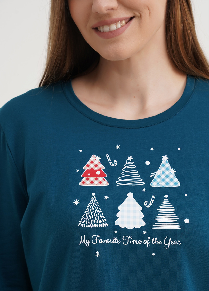 Пижама с принтом елки FAVORITE TIME 5315/010 blue/light grey melange (синий/серый)