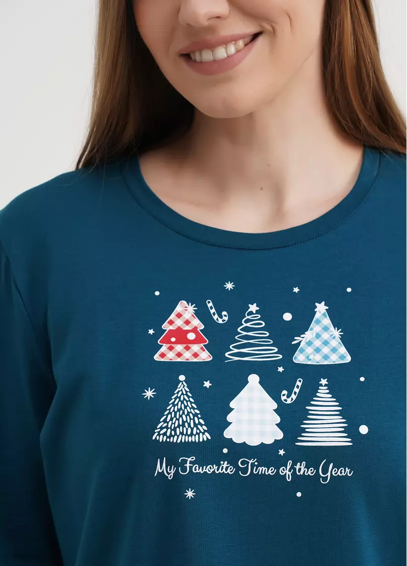 Пижама с принтом елки FAVORITE TIME 5315/010 blue/light grey melange (синий/серый)