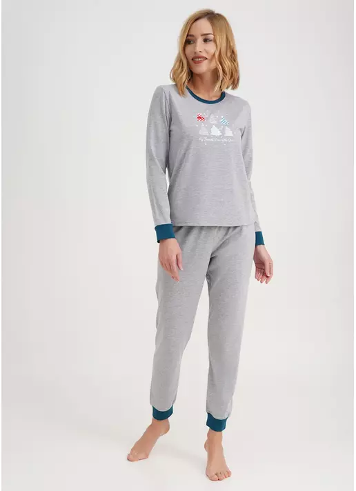 Піжама комплект з новорічним принтом FAVORITE TIME 5316/010 light grey melange (сірий)