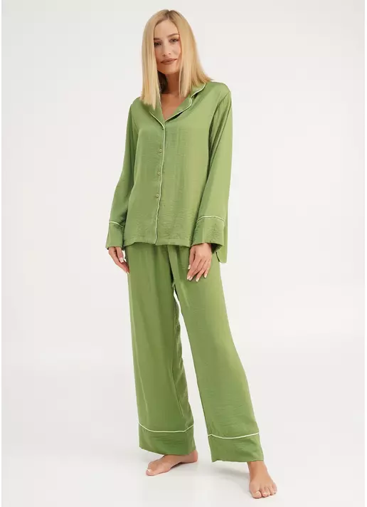 Шовкова піжама сорочка та штани FLORENCE 5507/050 green (зелений)
