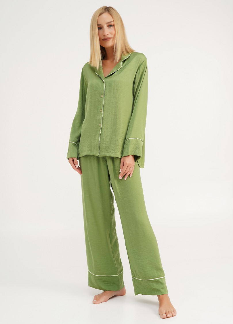 Шелковая пижама рубашка и брюки FLORENCE 5507/050 green (зеленый)