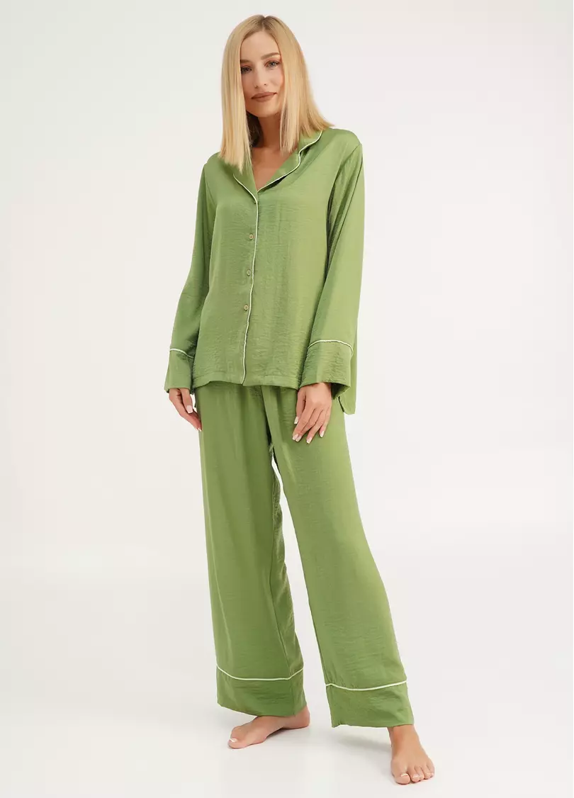 Шовкова піжама сорочка та штани FLORENCE 5507/050 green (зелений)