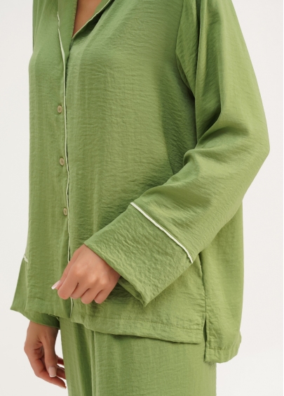 Шелковая пижама рубашка и брюки FLORENCE 5507/050 green (зеленый)