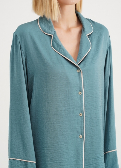 Шовкова піжама сорочка та штани FLORENCE 5507/050 turquoise (блакитний)