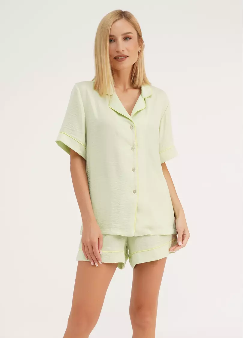 Пижама из шелка рубашка и шорты FLORENCE 6404/050 pistachio (зеленый)