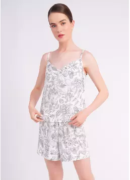 Піжама у квіти FLOSSED IN FLOWERS 6041/040 white/black floral print (білий)